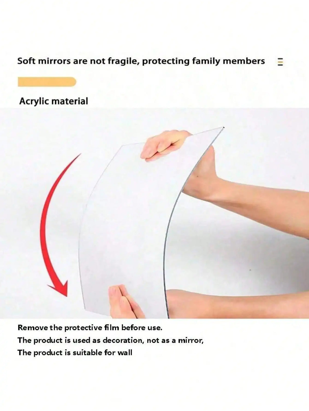 8pcs Self Adhesive Mirror Wall Sticker Acrylic Mirrors Set Soft Acrylic Material Bathroom Home Room Decor Full Body Mirror