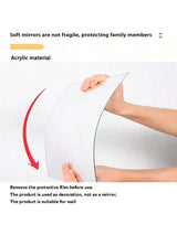 8pcs Self Adhesive Mirror Wall Sticker Acrylic Mirrors Set Soft Acrylic Material Bathroom Home Room Decor Full Body Mirror
