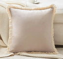 1PC Polyester Velvet Solid Throw Pillow With Tassel Embellishment Sofa Office Back Cushion Living Room Decorative Square