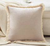 1PC Polyester Velvet Solid Throw Pillow With Tassel Embellishment Sofa Office Back Cushion Living Room Decorative Square