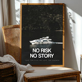 1pc Unframed Canvas Poster - Modern Art "No Risk No Story" Motivational Wall Decor with Luxury Yacht & Nature Scene, High-Qualit