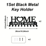 1pc Black Metal Keys Holder Wall Mount Key Holder Sweet Home Design Style Key Rack for Key Hanger with 10 Hooks