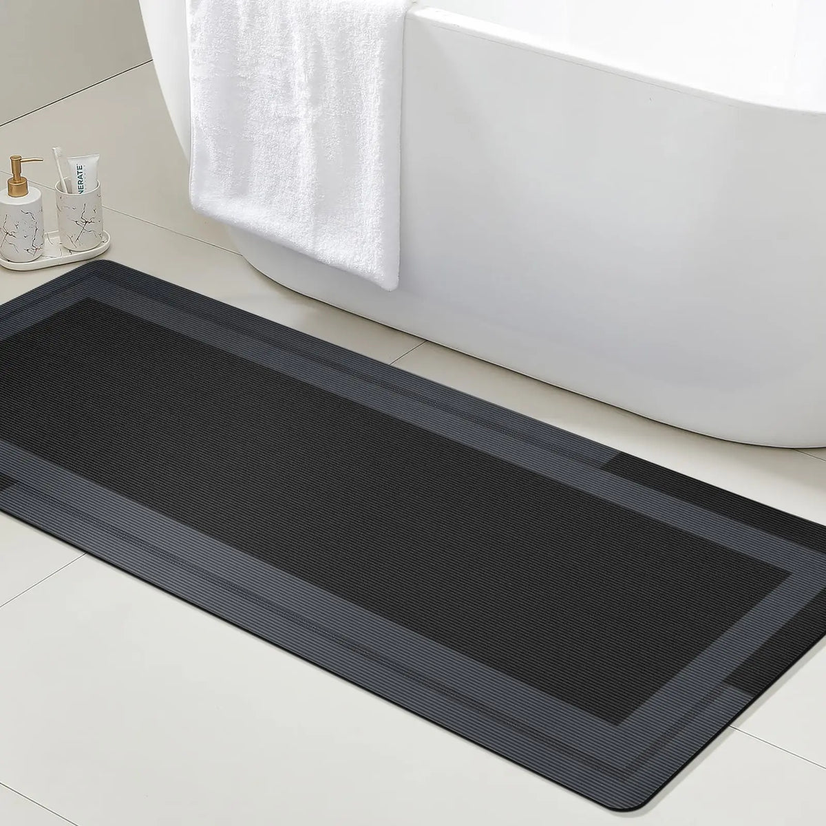 VIKAMA Bathroom Runner Rug with No Slip Rubber Backing Quick Dry Ultra Absorbent Bath Mat Machine Washable Floor Mats Home Decor