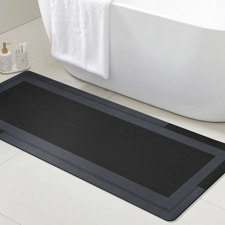 VIKAMA Bathroom Runner Rug with No Slip Rubber Backing Quick Dry Ultra Absorbent Bath Mat Machine Washable Floor Mats Home Decor