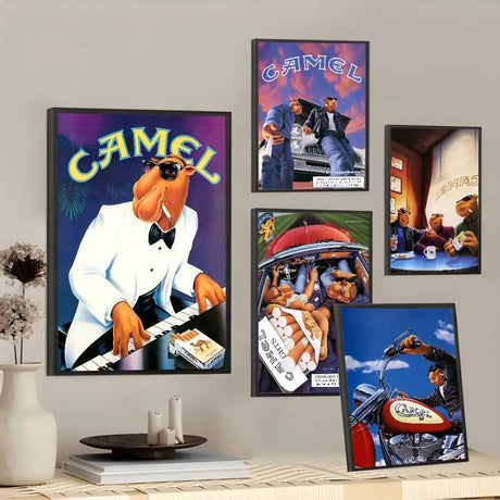 Vintage C-Camel C-Cigarettes Poster Poster Self-Adhesive Wall Art For Living Room Bedroom No Fade Modern Home Decor Stickers