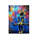 Girl with Heart Balloon Canvas Print, Graffiti Street Art, Colorful Balloon Girl Vibrant Heart-Shaped, Urban Street Art Decor
