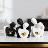 Couple Hugging Figurine Ceramic Couple Statue Abstract Modern Sculpture Love Figurines Art Craft Couple Home Accents