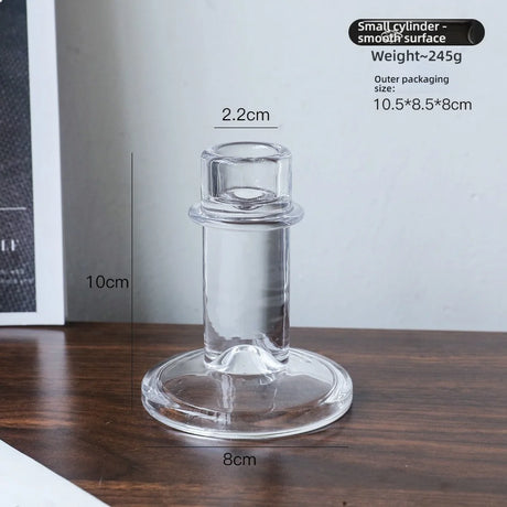 Glass Candle Wick Holder Clear Pillar Table Design Candlestick for Dining Decor
