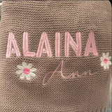 Daisy Knit Blanket, Baby Gift, Newborn Gift, Personalized Blanket, Stroller Blanket, Newborn Baby Gift, Soft Cotton Baby Blanket