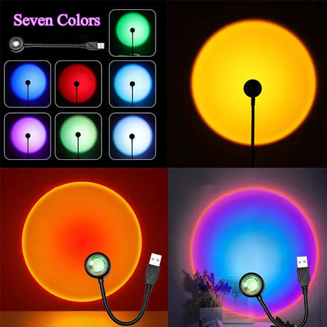 1-4pcs Sunset Lamp LED Rainbow Neon Night Light Projector Photography Wall Atmosphere Lighting for Bedroom Home Room Decor Gift