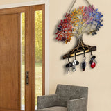 1 Piece 2D Wooden Hanging Decoration with Household Key Hook Tree of Life Pattern Wooden Key Hangers Wall Mount Room