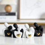 Couple Hugging Figurine Ceramic Couple Statue Abstract Modern Sculpture Love Figurines Art Craft Couple Home Accents