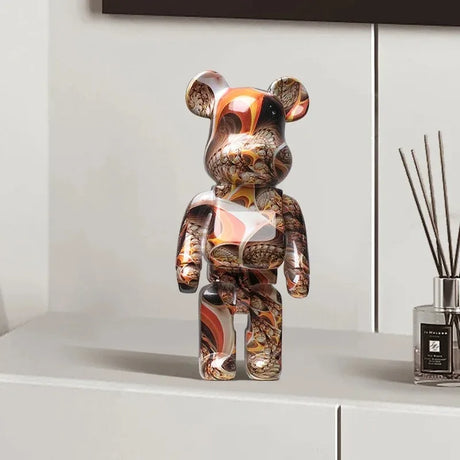 27cm/10Inches Graffiti Bear Figurine Home Decor Animal Abstract Ornament Storage Money Jar Modern Room Sculpture Table Decor