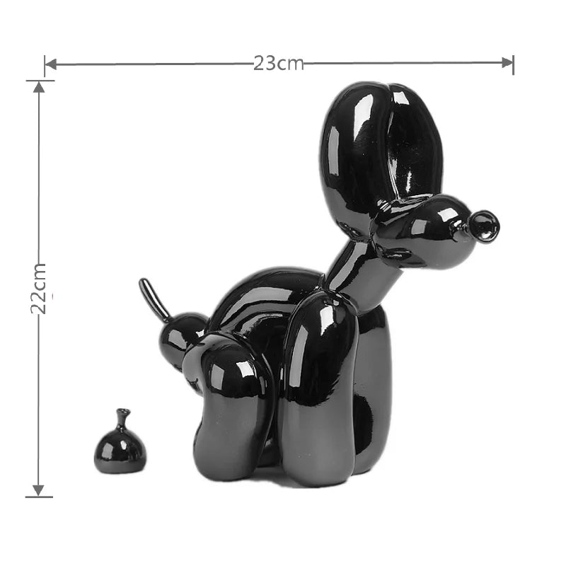 Balloon Dog Doggy Poo Statue Resin Animal Sculpture Home Decoration Resin Craft Office Decor Standing black gold