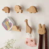 Cute Wall Wooden Hooks Children's Room Animal Hook Wall Keychain Coat Hook Home Decoration Solid Wood Hook Hanger Kitchen Access