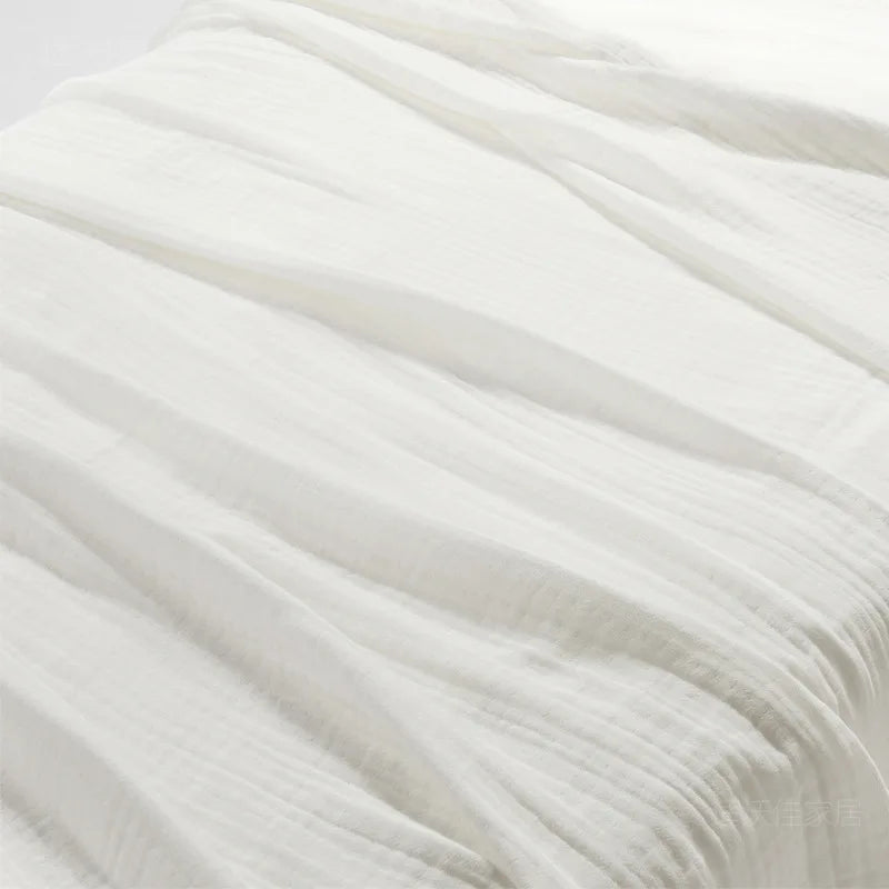 Thin Japan Cotton Yarn Blankets Summer Towel Quilt for Double Queen King Bedspread for Bed Sofa Cover Bedroom Coverlet White