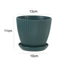 Plastic Flower Pot Succulent Plant Pot with Tray Green Dill Round Double Layer Small Flowerpot Home Office Desktop Decoration