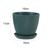 Plastic Flower Pot Succulent Plant Pot with Tray Green Dill Round Double Layer Small Flowerpot Home Office Desktop Decoration