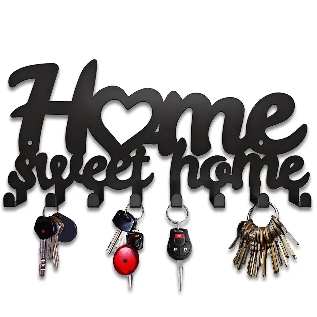 Decorative Metal Key Holder Wall Mounted Key Hooks Hanging Artwork Storage Rack Home Iron Art