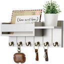 Rustic Wood Key Holder with Shelf Wall Mounted Decorative Key Rack And Mail Organizer 6 Key Hooks for Living Room Entrance