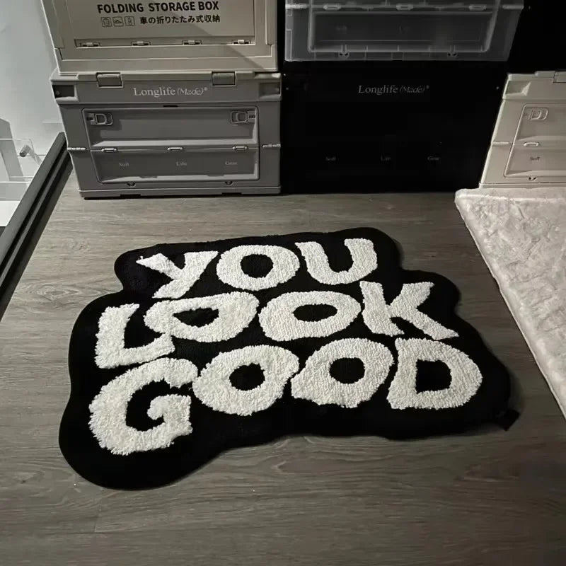 VIKAMA Non-standard Letter Carpet Soft Anti-slip Imitation Cashmere Foot Pad Home Decoration Bedside Rug Entrance Hall Doormat