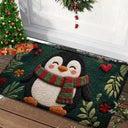 VIKAMA Gingerbread Man Doormat Green Floral Heart Pattern Non Slip Entrance Rug Christmas Holiday Floor Mat Front Door Outdoor
