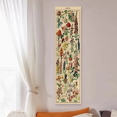 Floral & Plants Chart Vertical Tapestry Mushrooms Wall Hanging Reference Illustrative Botanical Art Tapestry Flowers Home Decor