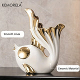 Ceramics Statue Exquisite Home Decor Modern Abstract Art Statue Ornaments Sculpture Decoration for Living Room Table Centerpiece