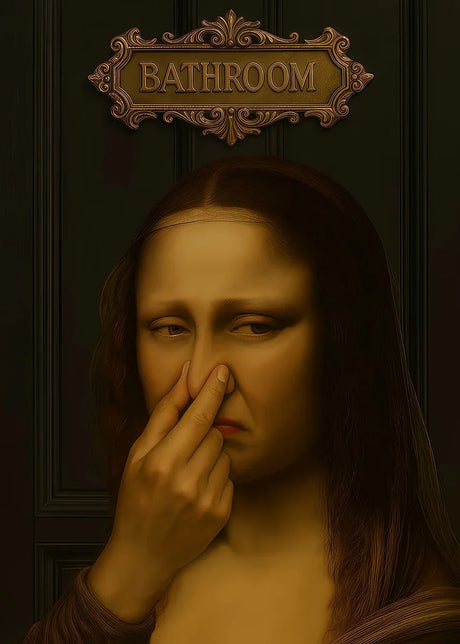 Mona Lisa Funny Toilet Canvas Print Poster Vintage Abstract Art Figure Painting Wash Room Toilet Hallway Wall Art Home Decor