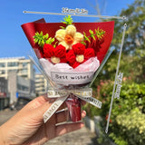 Knitted Flower Bouquet Crochet Rose Flowers Hugging Bucket New Year Gifts Living Room Desk Decoration Mother's Day Gift