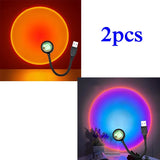 1-4pcs Sunset Lamp LED Rainbow Neon Night Light Projector Photography Wall Atmosphere Lighting for Bedroom Home Room Decor Gift