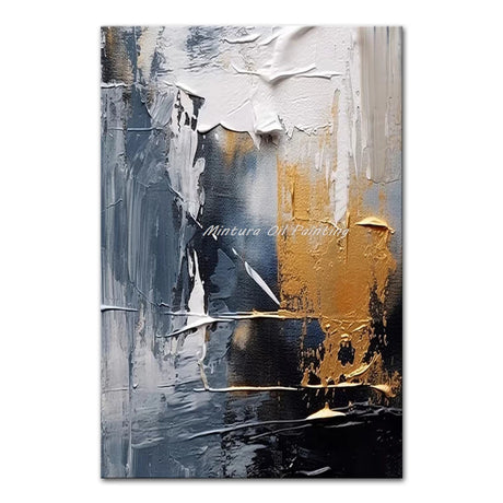 Mintura,Handpainted Abstract Color Block Oil Painting on Canvas Frameless Poster Wall Art Picture Modern Home Decoration Artwork