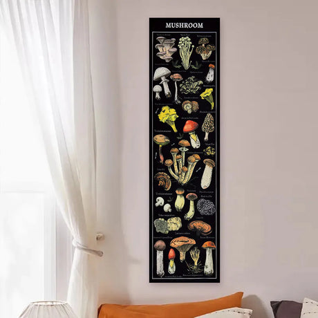 Floral & Plants Chart Vertical Tapestry Mushrooms Wall Hanging Reference Illustrative Botanical Art Tapestry Flowers Home Decor