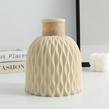 1PC Water Ripple Vase - Flower Pot Basket, Twine Plastic Vase, Small Fresh Flower Arrangement Vase, Scandinavian Home Decoration
