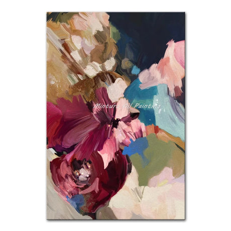 Mintura,Handpainted Abstract Color Block Oil Painting on Canvas Frameless Poster Wall Art Picture Modern Home Decoration Artwork