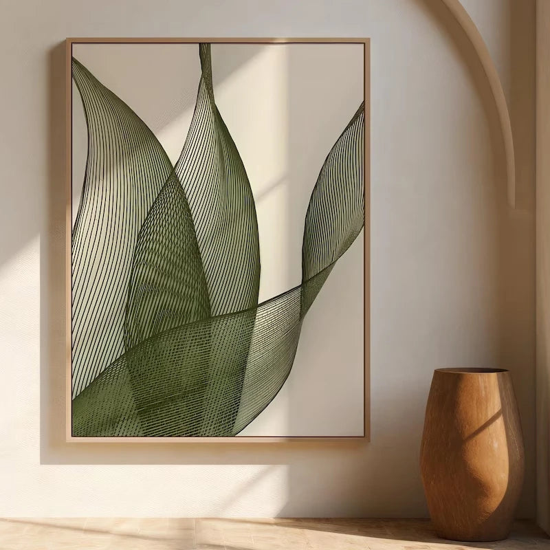 Minimalist Botanical Line Wall Art Prints And Posters Green Leaf Abstract Wall Pictures for Living Room Home Decor Artwork Gift