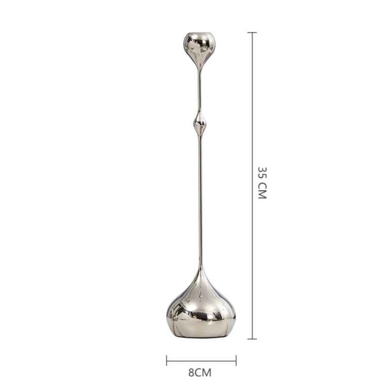 Silver Candle Holder, Metal Candlestick Romantic Art Table Decoration For Home Dining , Wedding Photography Props
