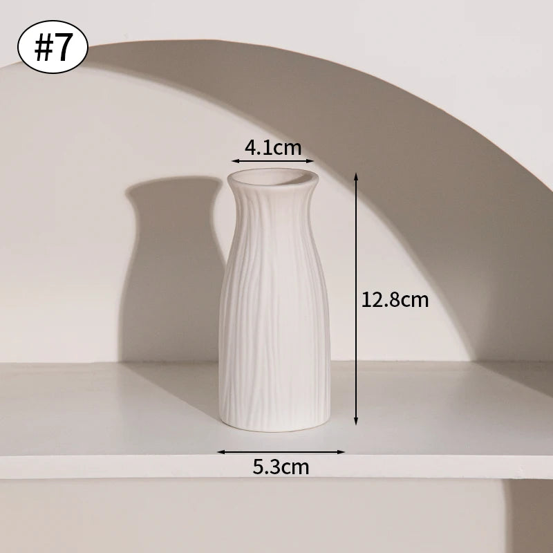 INS Ceramic Vase White Flower Pot Nordic Decorative Vase Dry Flower Vases for Home Living Room Desktop Decor ваза для цветов