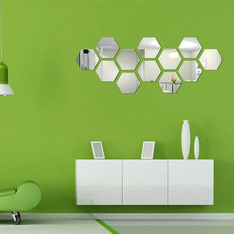Acrylic Hexagon Mirror Wall Stickers Self Adhesive Removable Livingroom Bathroom Bedroom Wall Decoration Mirror Home Decoration