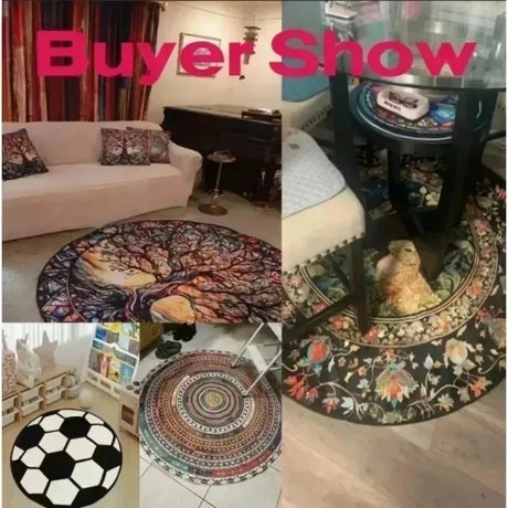 Round Mandala Carpet Mat Rug Bohemian Ethnic Home Decoration Non-slip Handwoven Colorful Geometric Living Room Floor Mat
