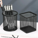 Multifunction Round/Square Pen Holder Office Desk Metal Mesh Pen Pot Cup Case Container Organiser Durable Pencil Case Stationery