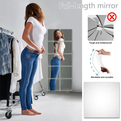 10/20/30Pcs Mirror Wall Stickers 3D Self-adhesive Mirror Stickers Thicken Flexible DIY Art Acrylic Mirror Living Room Decoration