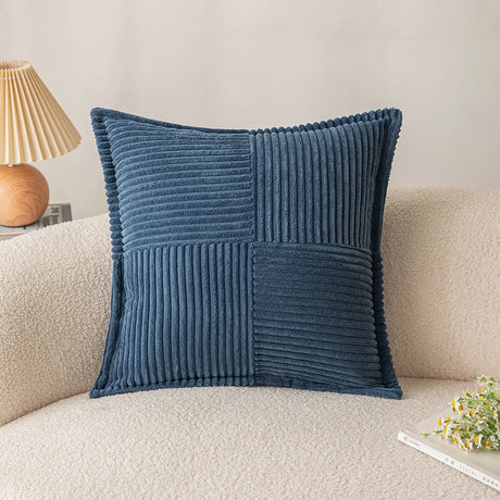 Solid Color Striped Corduroy Pillow Cushion Cover - Minimalist Sofa Backrest Cushion Office Lumbar Support Pillow Case for Nap