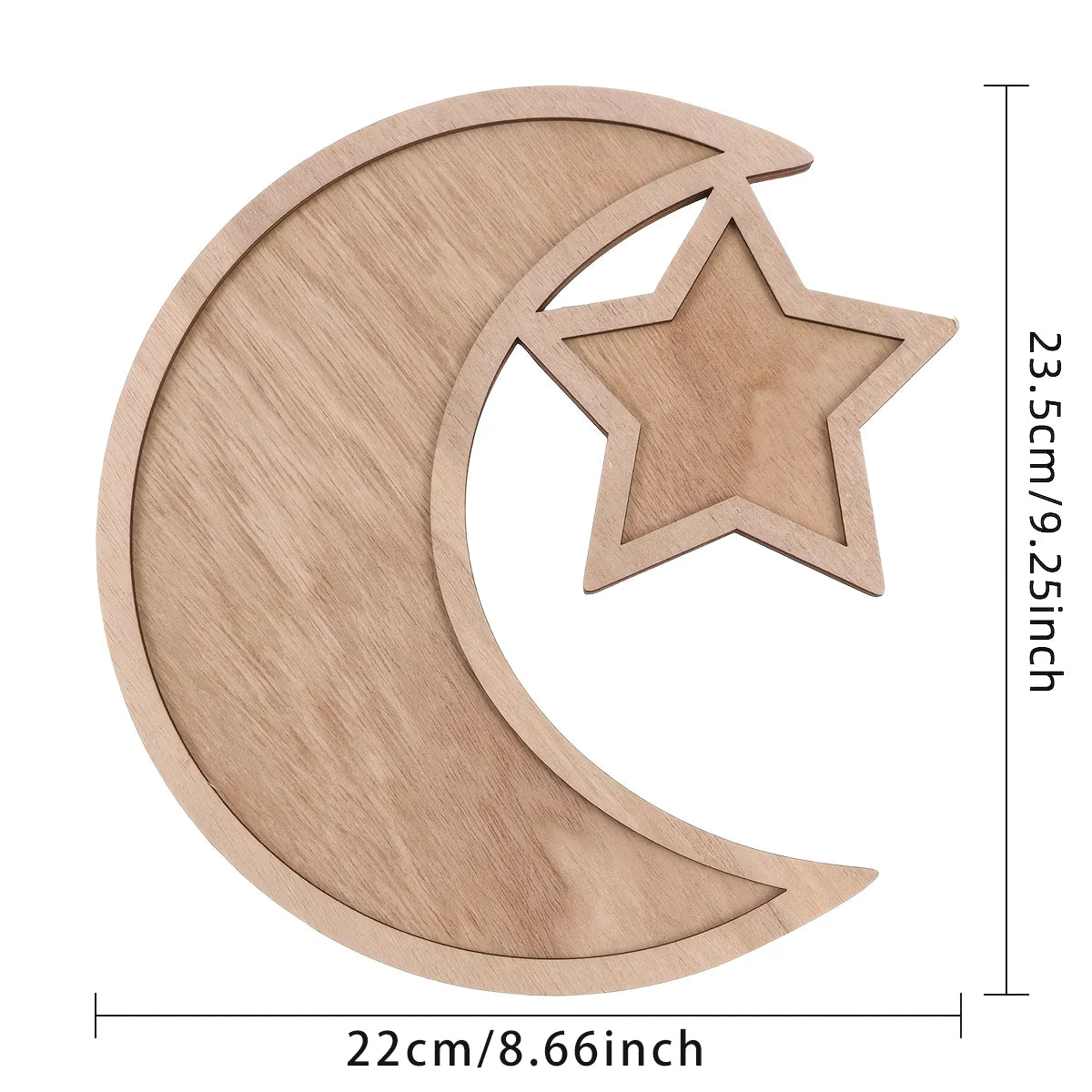 Wooden Moon Star Tray Dessert Snack Plate Serving Platter Home Decor Ornament for Festival Birthday Party Easter Gift