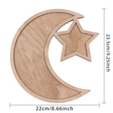 Wooden Moon Star Tray Dessert Snack Plate Serving Platter Home Decor Ornament for Festival Birthday Party Easter Gift