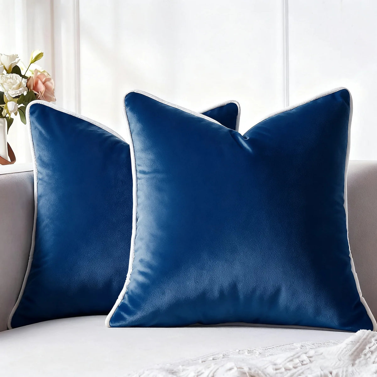 Modern Velvet Pillowcases for Living Room, Black & White Velour Cushion Covers, Sofa Decor, 45x45/50x50/30x50 cm