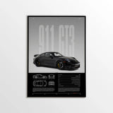 Minimalist 911 Turbo GT3-RS GT4 RS Hyper Car Sports Car Supercar Poster Canvas Painting Motosport Wall Art Pictures Home Decor