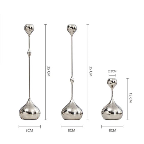 Silver Candle Holder, Metal Candlestick Romantic Art Table Decoration For Home Dining , Wedding Photography Props