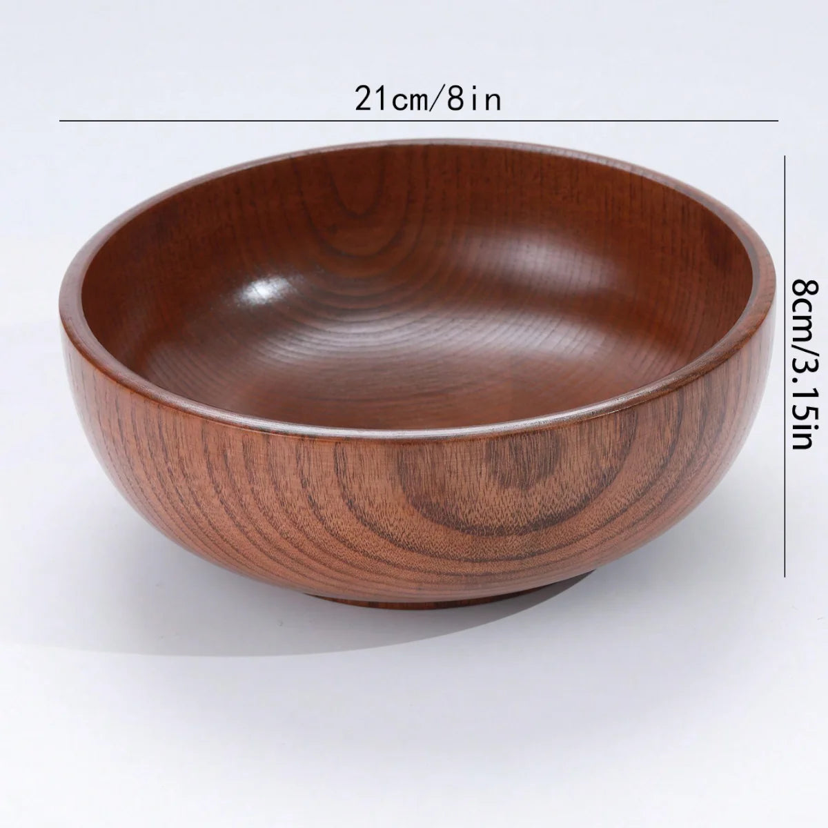 1Pc Stackable Solid Wood Bowl / Available in Large and Small Sizes / Household Wooden Bowl for Salad / Rice / Soup Noodles