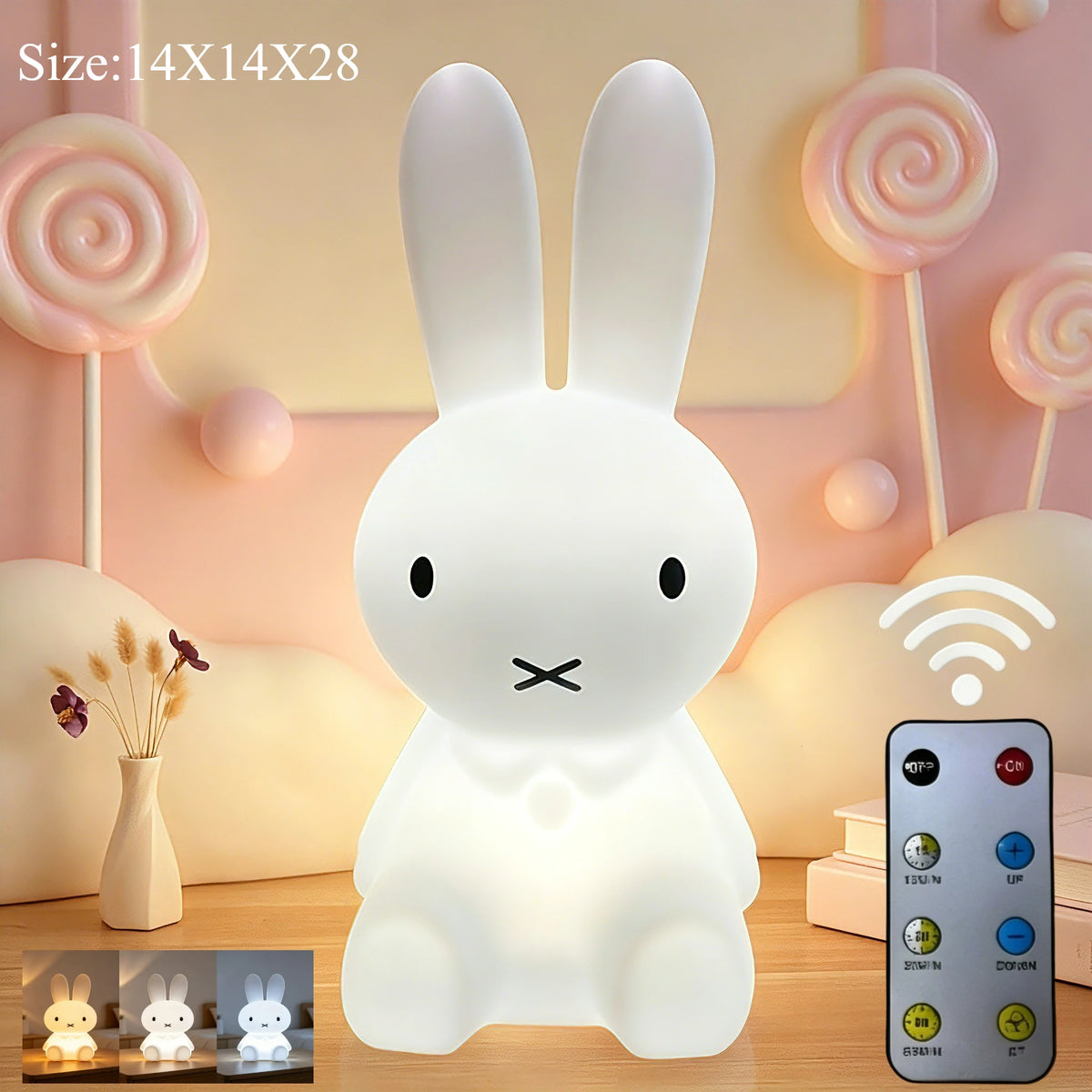 Miffy Rabbit Mood Light with Remote Control Dimming Cute Cartoon Children's Gift Bedroom Bedside Lamp Living Room Floor Lamp